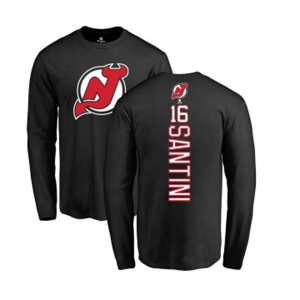 Hockey New Jersey Devils #16 Steve Santini Black Backer Long Sleeve T-Shirt