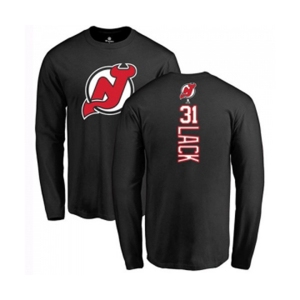 Hockey New Jersey Devils #31 Eddie Lack Black Backer Long Sleeve T-Shirt