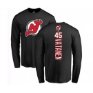 Hockey New Jersey Devils #45 Sami Vatanen Black Backer Long Sleeve T-Shirt