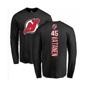 Hockey New Jersey Devils #45 Sami Vatanen Black Backer Long Sleeve T-Shirt