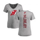 Hockey Women New Jersey Devils #12 Ben Lovejoy Ash Backer T-Shirt