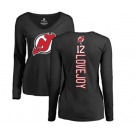 Hockey Women New Jersey Devils #12 Ben Lovejoy Black Backer Long Sleeve T-Shirt