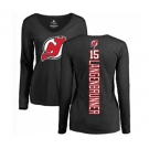 Hockey Women New Jersey Devils #15 Jamie Langenbrunner Black Backer Long Sleeve T-Shirt