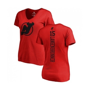 Hockey Women New Jersey Devils #15 Jamie Langenbrunner Red One Color Backer T-Shirt