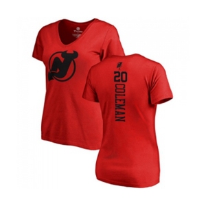 Hockey Women New Jersey Devils #20 Blake Coleman Red One Color Backer T-Shirt