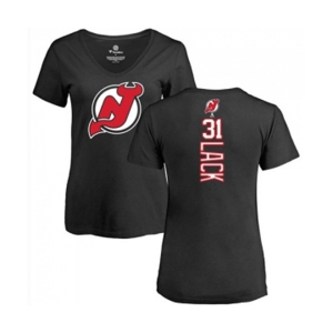 Hockey Women New Jersey Devils #31 Eddie Lack Black Backer T-Shirt