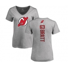 Hockey Women New Jersey Devils #63 Jesper Bratt Ash Backer T-Shirt