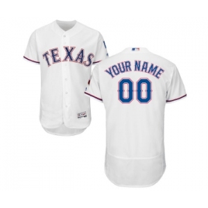 Men's Texas Rangers Customized White Home Flex Base Authentic Collection Baseball Jersey