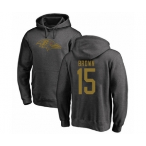Football Baltimore Ravens #15 Marquise Brown Ash One Color Pullover Hoodie