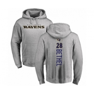 Football Baltimore Ravens #28 Justin Bethel Ash Backer Pullover Hoodie