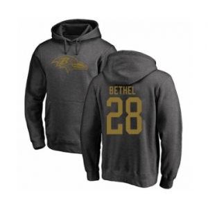 Football Baltimore Ravens #28 Justin Bethel Ash One Color Pullover Hoodie