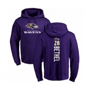 Football Baltimore Ravens #28 Justin Bethel Purple Backer Pullover Hoodie