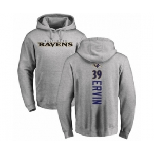 Football Baltimore Ravens #39 Tyler Ervin Ash Backer Pullover Hoodie