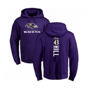 Football Baltimore Ravens #43 Justice Hill Purple Backer Pullover Hoodie