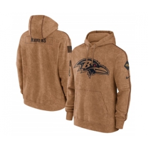 Men's Baltimore Ravens 2023 Brown Salute to Service Pullover Hoodie