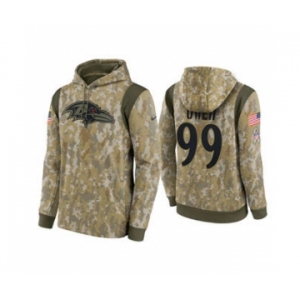 Men's Baltimore Ravens #99 Jayson Oweh Camo 2021 Salute To Service Therma Performance Pullover Football Hoodie