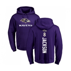 NFL Nike Baltimore Ravens #8 Lamar Jackson Purple Backer Pullover Hoodie