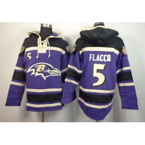 nike nfl jerseys baltimore ravens #5 flacco purple-black[pullover hooded sweatshirt]