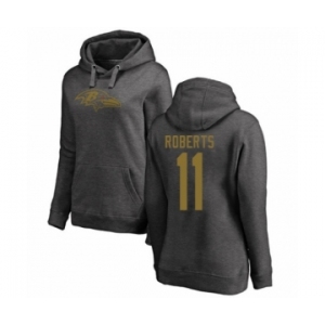 Football Women's Baltimore Ravens #11 Seth Roberts Ash One Color Pullover Hoodie