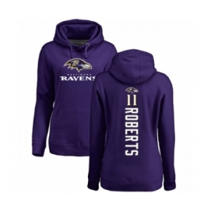 Football Women's Baltimore Ravens #11 Seth Roberts Purple Backer Pullover Hoodie
