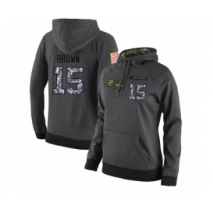 Football Women's Baltimore Ravens #15 Marquise Brown Stitched Black Anthracite Salute to Service Player Performance Hoodie