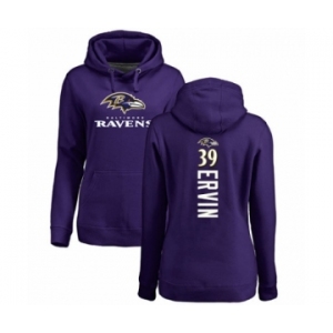 Football Women's Baltimore Ravens #39 Tyler Ervin Purple Backer Pullover Hoodie