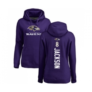 NFL Women's Nike Baltimore Ravens #8 Lamar Jackson Purple Backer Pullover Hoodie