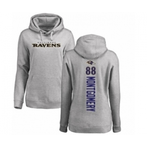 NFL Women's Nike Baltimore Ravens #88 Ty Montgomery Ash Backer Pullover Hoodie