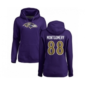 NFL Women's Nike Baltimore Ravens #88 Ty Montgomery Purple Name & Number Logo Pullover Hoodie