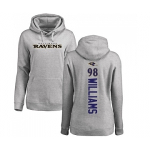 NFL Women's Nike Baltimore Ravens #98 Brandon Williams Ash Backer Pullover Hoodie