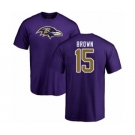 Football Baltimore Ravens #15 Marquise Brown Purple Name & Number Logo T-Shirt