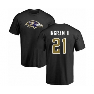 Football Baltimore Ravens #21 Mark Ingram II Black Name & Number Logo T-Shirt