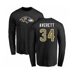 Football Baltimore Ravens #34 Anthony Averett Black Name & Number Logo Long Sleeve T-Shirt