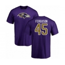 Football Baltimore Ravens #45 Jaylon Ferguson Purple Name & Number Logo T-Shirt