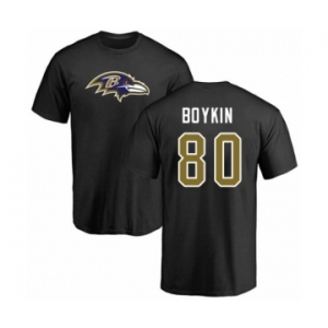 Football Baltimore Ravens #80 Miles Boykin Black Name & Number Logo T-Shirt