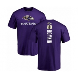 Football Baltimore Ravens #80 Miles Boykin Purple Backer T-Shirt