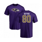 Football Baltimore Ravens #80 Miles Boykin Purple Name & Number Logo T-Shirt