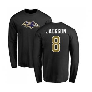 NFL Nike Baltimore Ravens #8 Lamar Jackson Black Name & Number Logo Long Sleeve T-Shirt