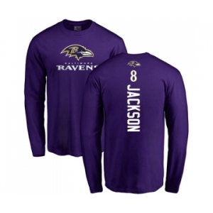 NFL Nike Baltimore Ravens #8 Lamar Jackson Purple Backer Long Sleeve T-Shirt