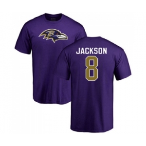 NFL Nike Baltimore Ravens #8 Lamar Jackson Purple Name & Number Logo T-Shirt