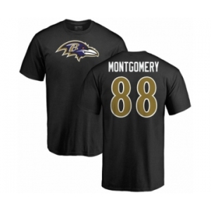 NFL Nike Baltimore Ravens #88 Ty Montgomery Black Name & Number Logo T-Shirt