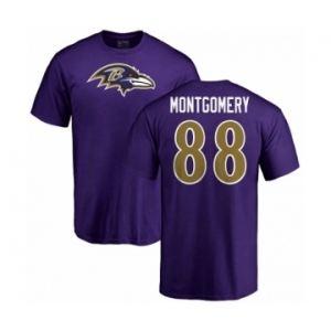 NFL Nike Baltimore Ravens #88 Ty Montgomery Purple Name & Number Logo T-Shirt