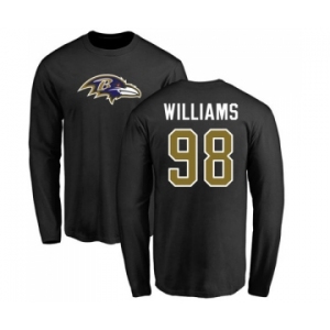 NFL Nike Baltimore Ravens #98 Brandon Williams Black Name & Number Logo Long Sleeve T-Shirt