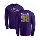 NFL Nike Baltimore Ravens #98 Brandon Williams Purple Name & Number Logo Long Sleeve T-Shirt