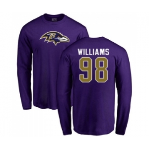 NFL Nike Baltimore Ravens #98 Brandon Williams Purple Name & Number Logo Long Sleeve T-Shirt