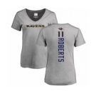 Football Women's Baltimore Ravens #11 Seth Roberts Ash Backer V-Neck T-Shirt