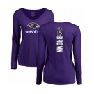 Football Women's Baltimore Ravens #15 Marquise Brown Purple Backer Long Sleeve T-Shirt