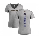 Football Women's Baltimore Ravens #29 Earl Thomas III Ash Backer V-Neck T-Shirt