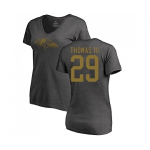 Football Women's Baltimore Ravens #29 Earl Thomas III Ash One Color T-Shirt