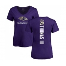 Football Women's Baltimore Ravens #29 Earl Thomas III Purple Backer T-Shirt